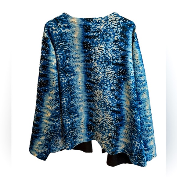 Catherines Reversible Crinkle Jacket Plus 4XL 30/32W Blue Black Splatter - Picture 2 of 3